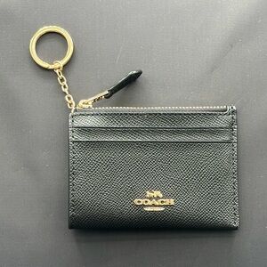 Coach Black Wallet with Gold Keychain